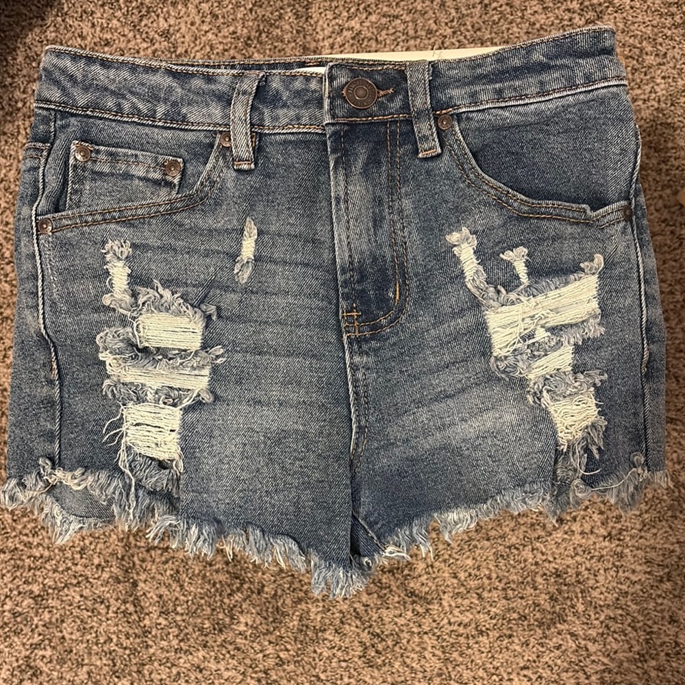 Almost Famous Blue Distressed Jean Shorts